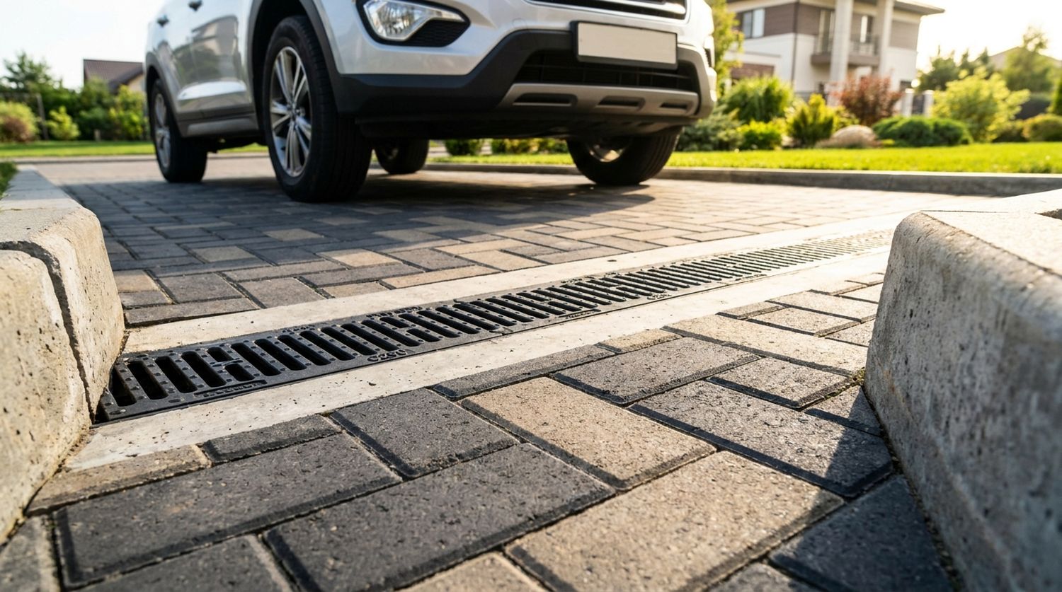 Укладка тротуарной плитки под автомобиль