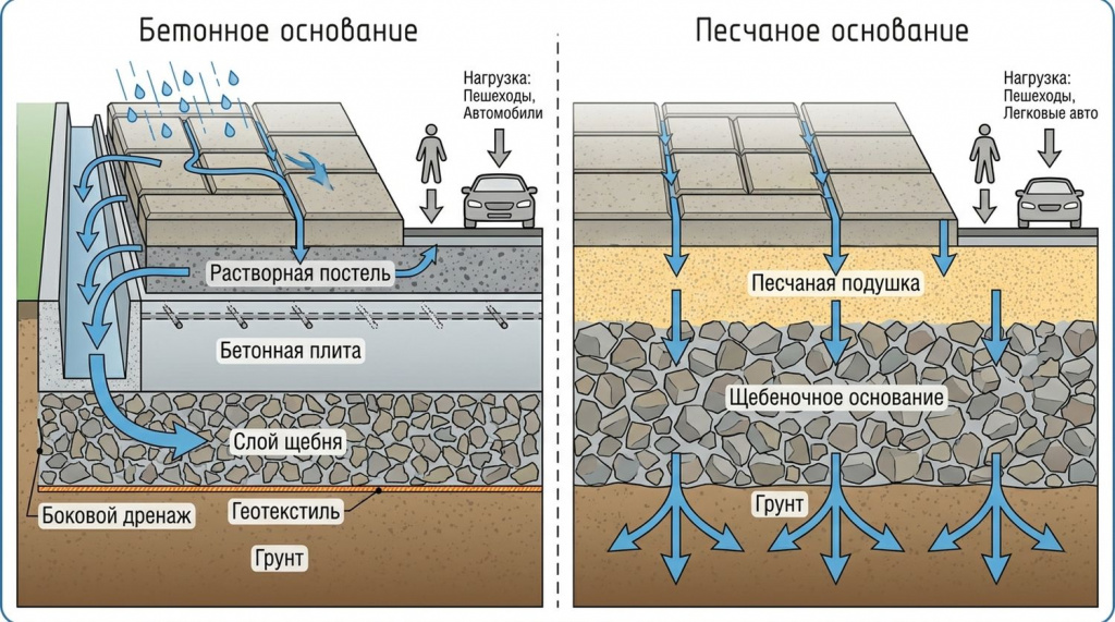 Бетонное основание или песчаное для укладки тротуарной плитки